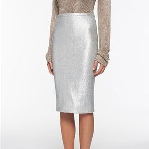 DVF silver tube skirt.